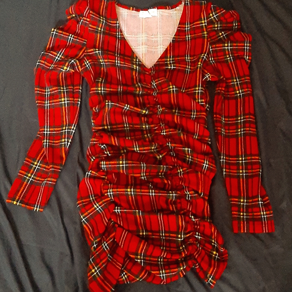Ruched long sleeve dress